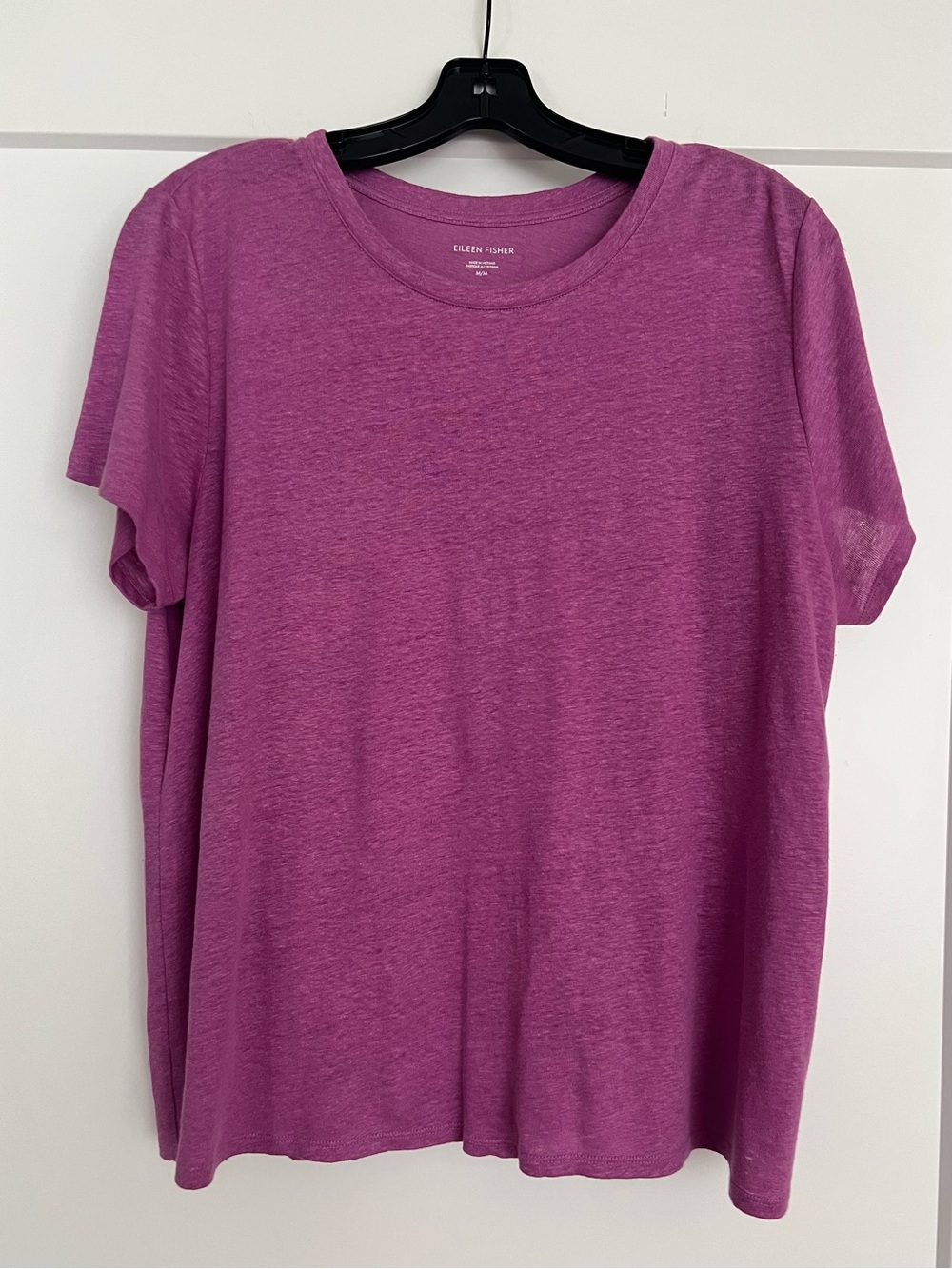 Eileen Fisher Organic Linen Short Sleeve Crewneck Tee Raspberry Size Medium